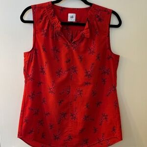 Cabi Red Sprig Blouse Size Small